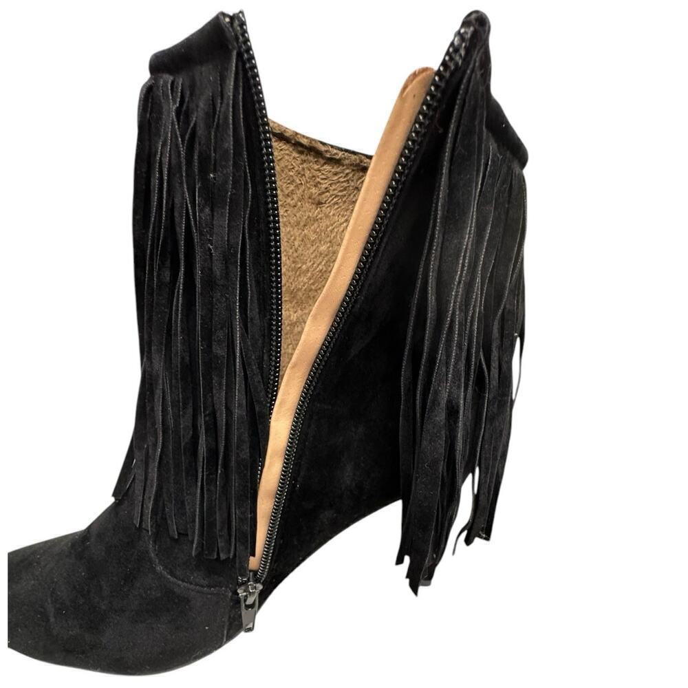Chase & Chloe Carina-1Fringed Ankle Boot in Black Size 11 - Picture 11 of 15